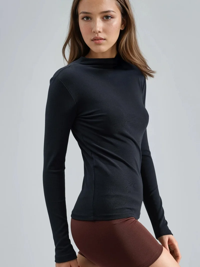بوسيم BUSEM Slim Fit Half Turtleneck Blouse